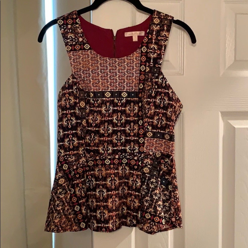 Multipatterned peplum top